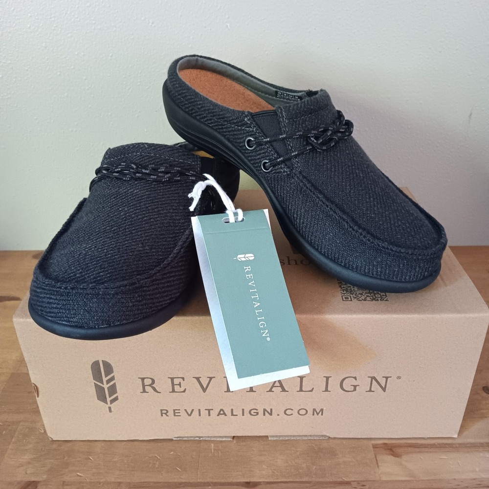 Revitalign Siesta Slide Carrick Women 5.5 Black New Orthotic Mules RV1183BLK055